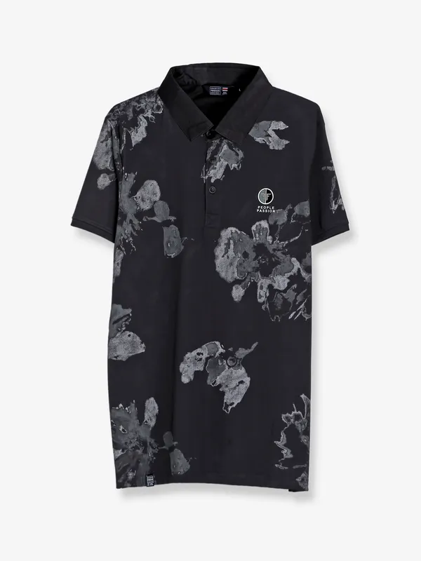 Freeze black printed polo t shirt