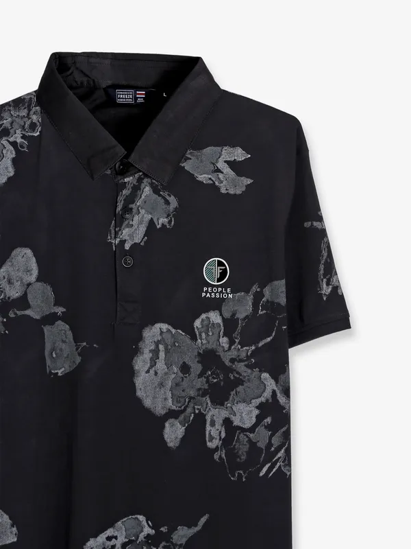 Freeze black printed polo t shirt