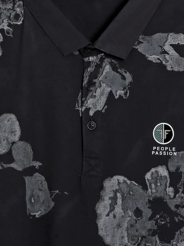 Freeze black printed polo t shirt