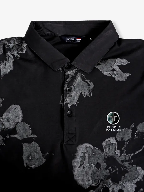 Freeze black printed polo t shirt