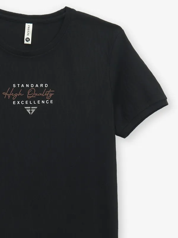 FREEZE black texture cotton t-shirt
