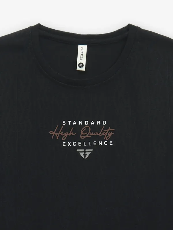FREEZE black texture cotton t-shirt