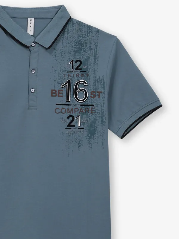 FREEZE blue printed cotton t-shirt