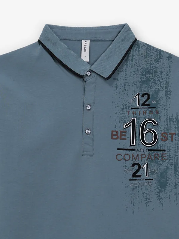 FREEZE blue printed cotton t-shirt