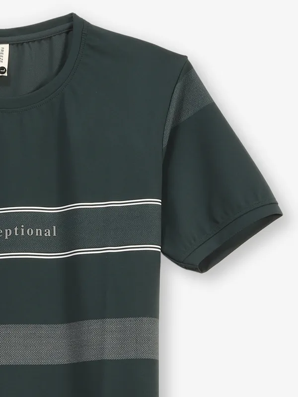 FREEZE bottle green cotton color block t-shirt