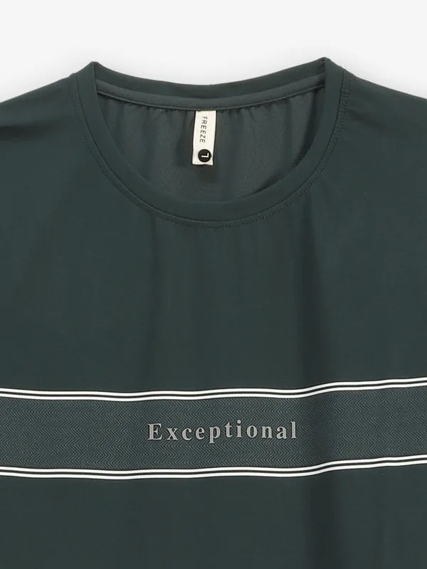 FREEZE bottle green cotton color block t-shirt