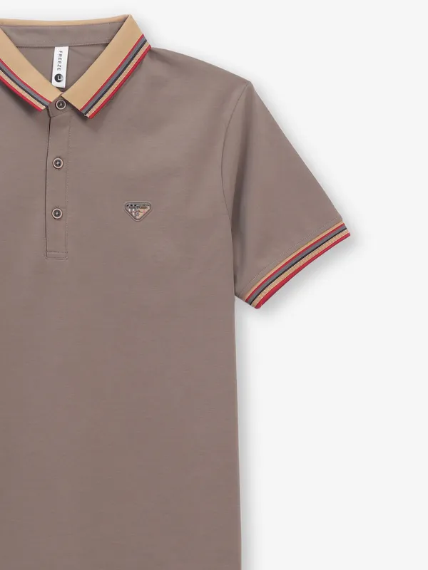 FREEZE brown cotton slim fit t-shirt
