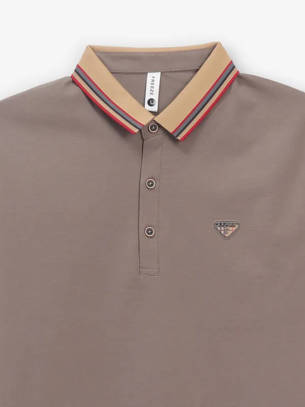 FREEZE brown cotton slim fit t-shirt