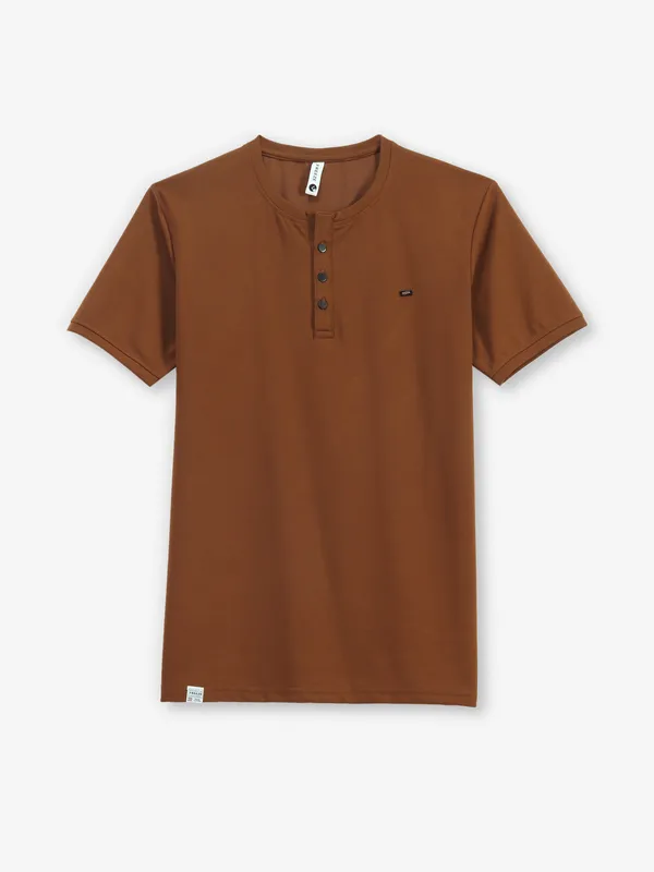 FREEZE brown plain t-shirt in cotton