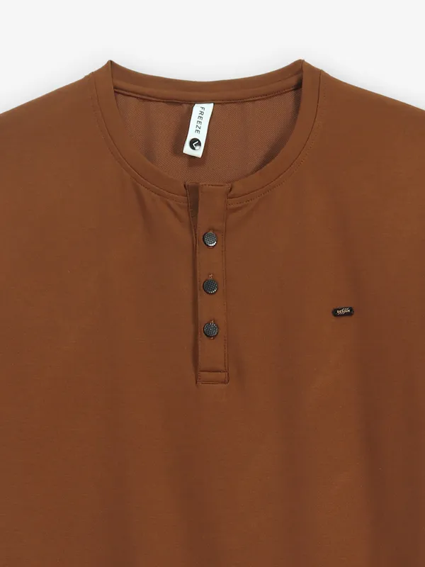 FREEZE brown plain t-shirt in cotton