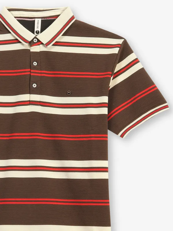 FREEZE brown stripe cotton t-shirt