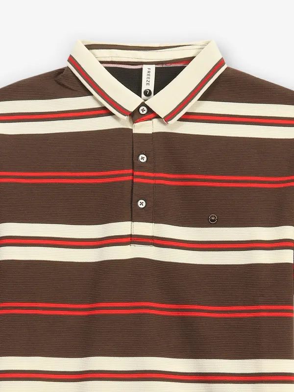 FREEZE brown stripe cotton t-shirt