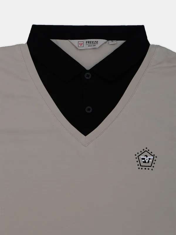 Freeze cotton beige casual wear t shirt