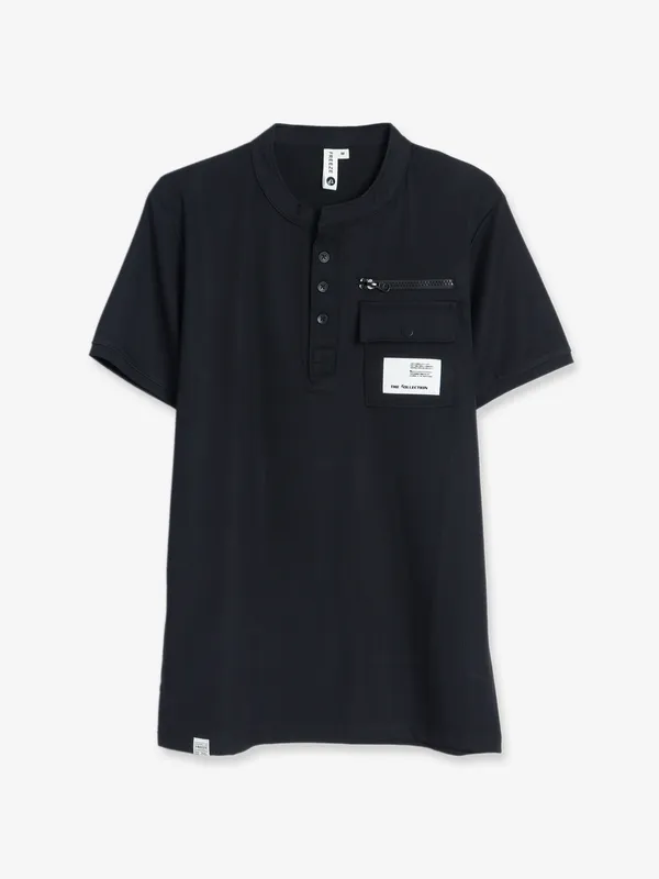 Freeze cotton black half sleeves t shirt