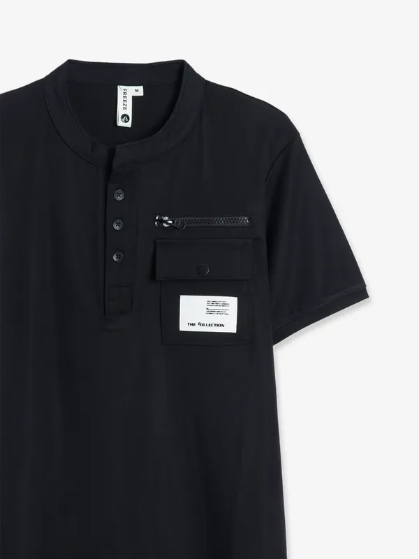 Freeze cotton black half sleeves t shirt