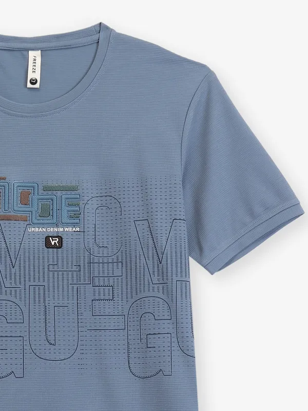 FREEZE cotton blue printed t-shirt for men