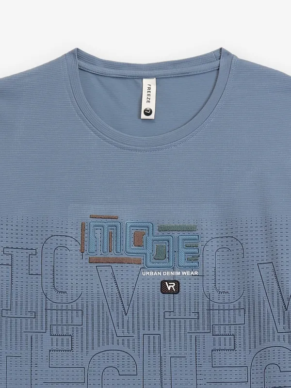 FREEZE cotton blue printed t-shirt for men