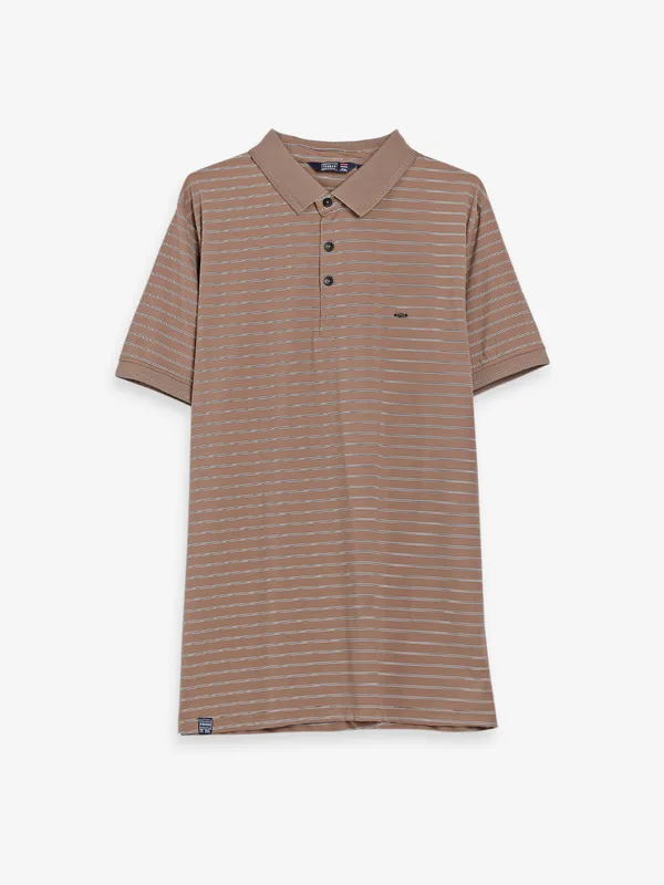 Freeze cotton brown stripe t shirt