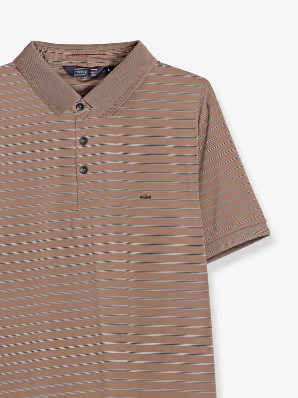 Freeze cotton brown stripe t shirt