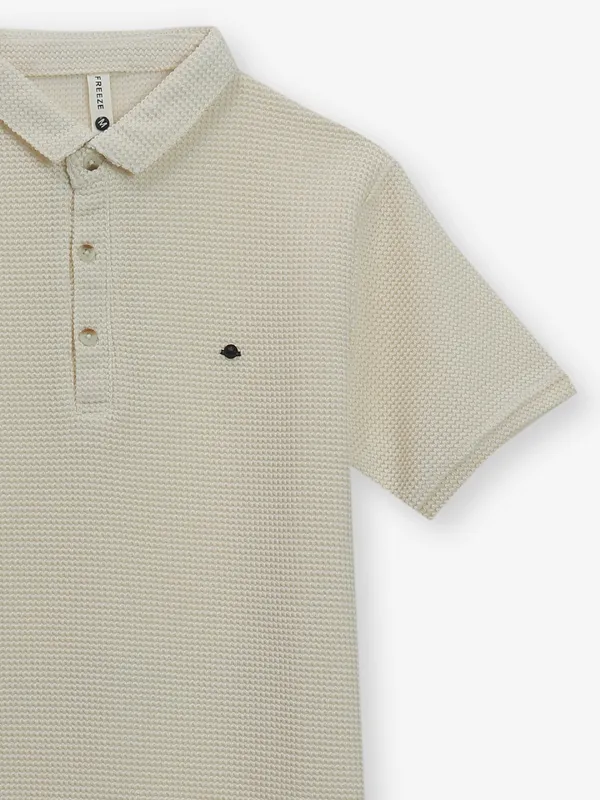 FREEZE cotton cream polo t-shirt