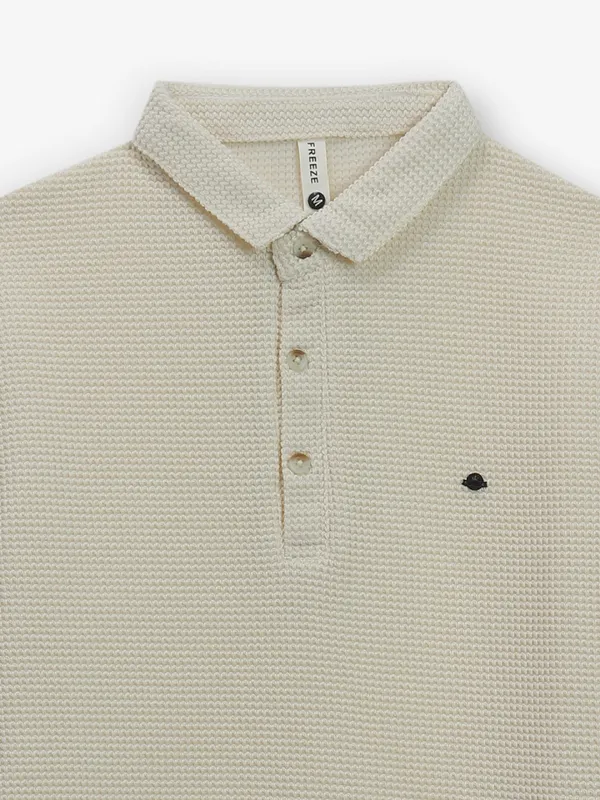 FREEZE cotton cream polo t-shirt