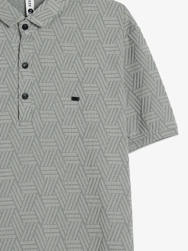 Freeze cotton green printed t-shirt