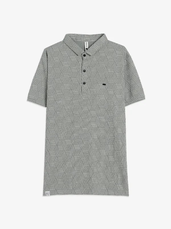 Freeze cotton green printed t-shirt