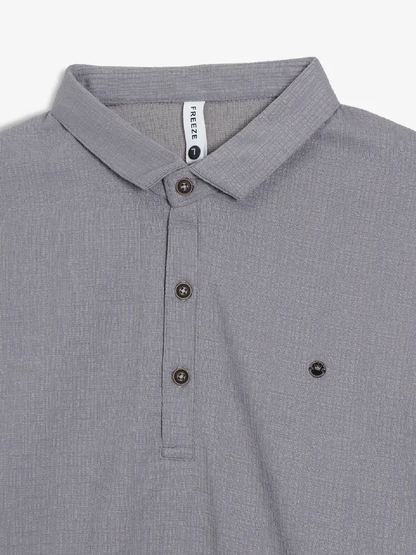 FREEZE cotton grey polo t-shirt