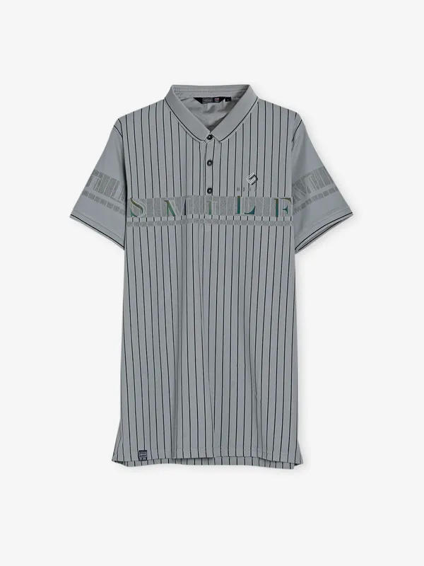 Freeze cotton grey printed t shirt