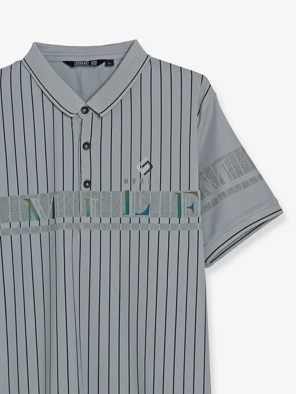 Freeze cotton grey printed t shirt