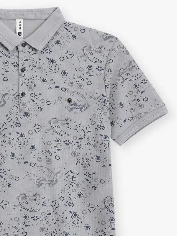 FREEZE cotton grey printed t-shirt for men
