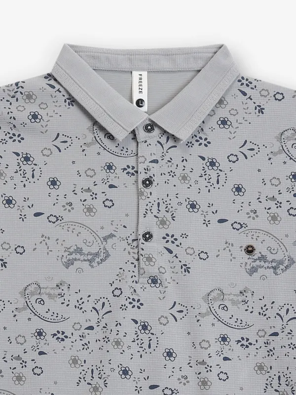 FREEZE cotton grey printed t-shirt for men