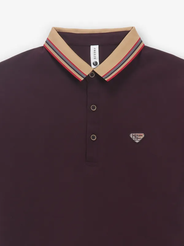 FREEZE cotton maroon casual slim fit t-shirt