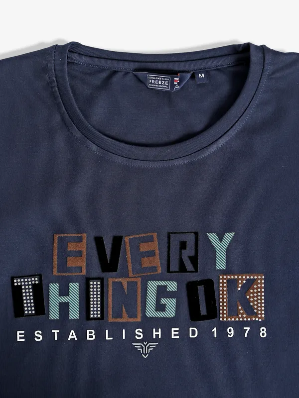 Freeze cotton navy full sleeves t shirt