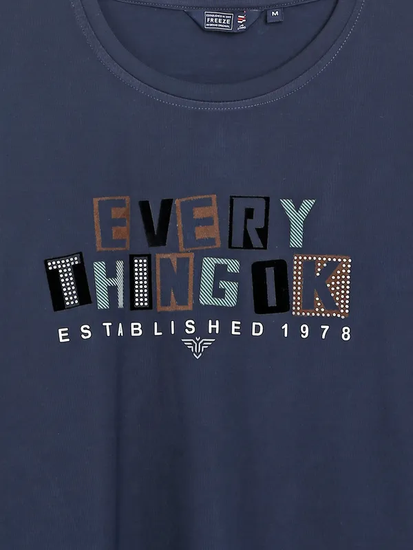 Freeze cotton navy full sleeves t shirt