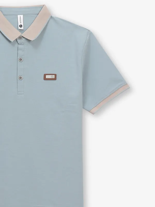FREEZE cotton slim fit t-shirt in stone blue