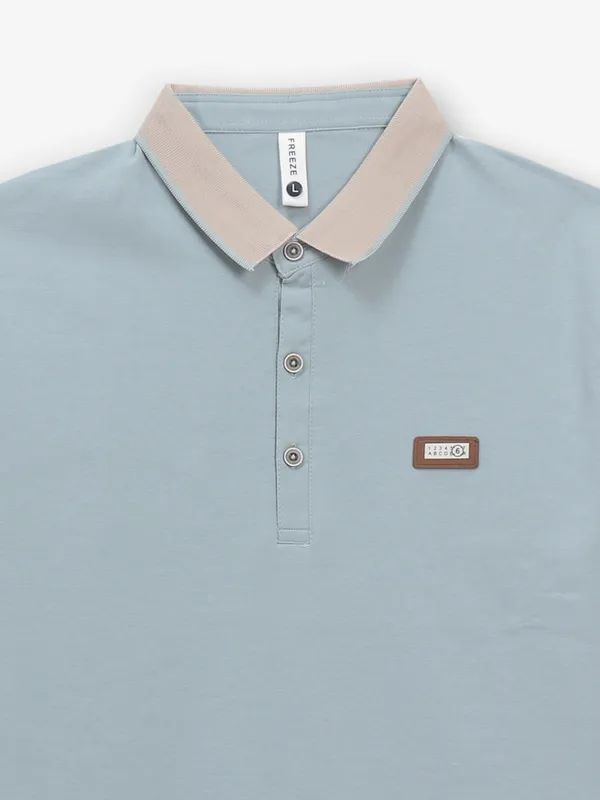 FREEZE cotton slim fit t-shirt in stone blue