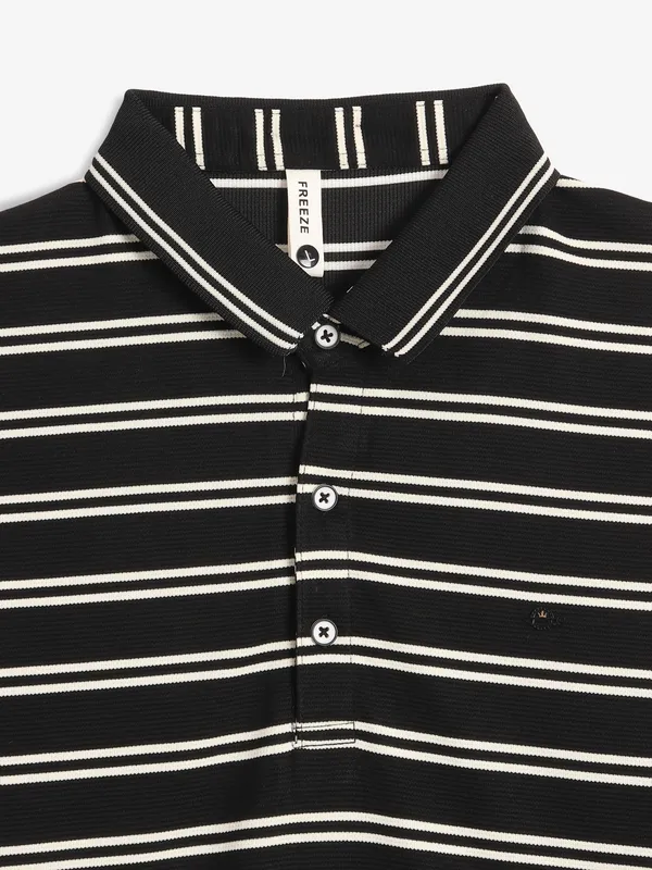 FREEZE cotton stripe t-shirt in black