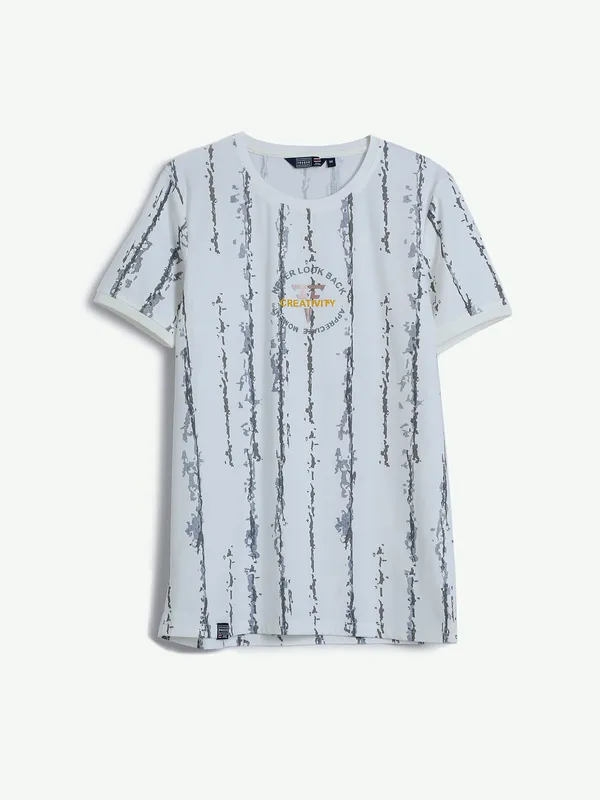 Freeze cotton white t shirt in printed