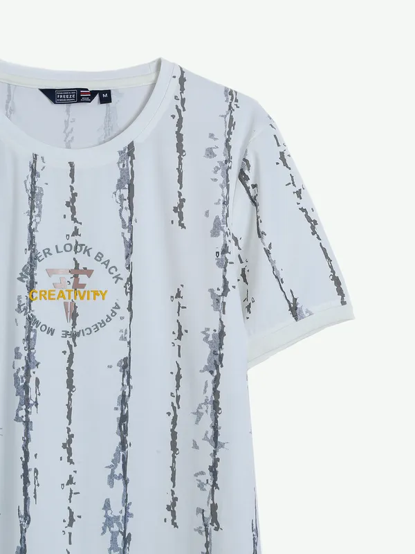 Freeze cotton white t shirt in printed