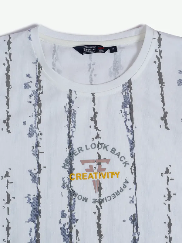 Freeze cotton white t shirt in printed