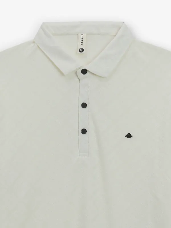 FREEZE cotton white textured t-shirt