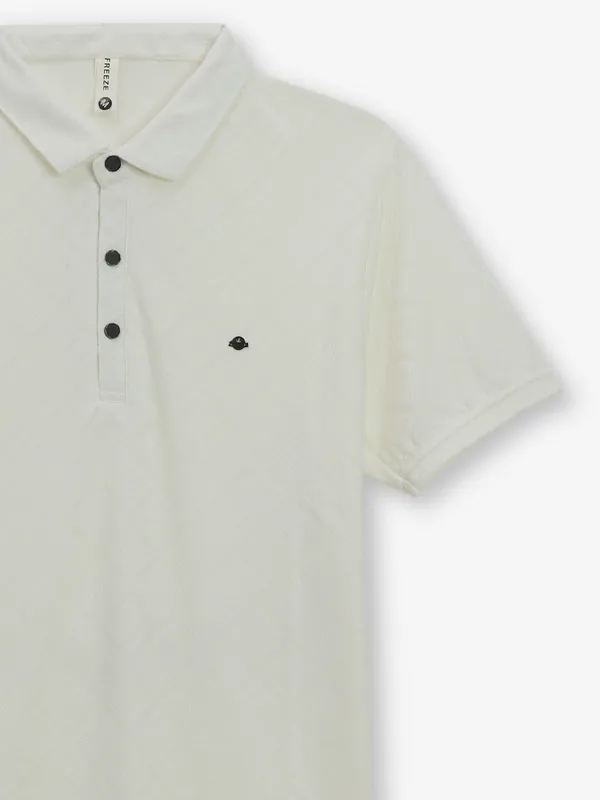 FREEZE cotton white textured t-shirt