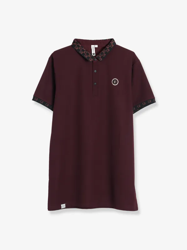 Freeze cotton wine plain t shirt
