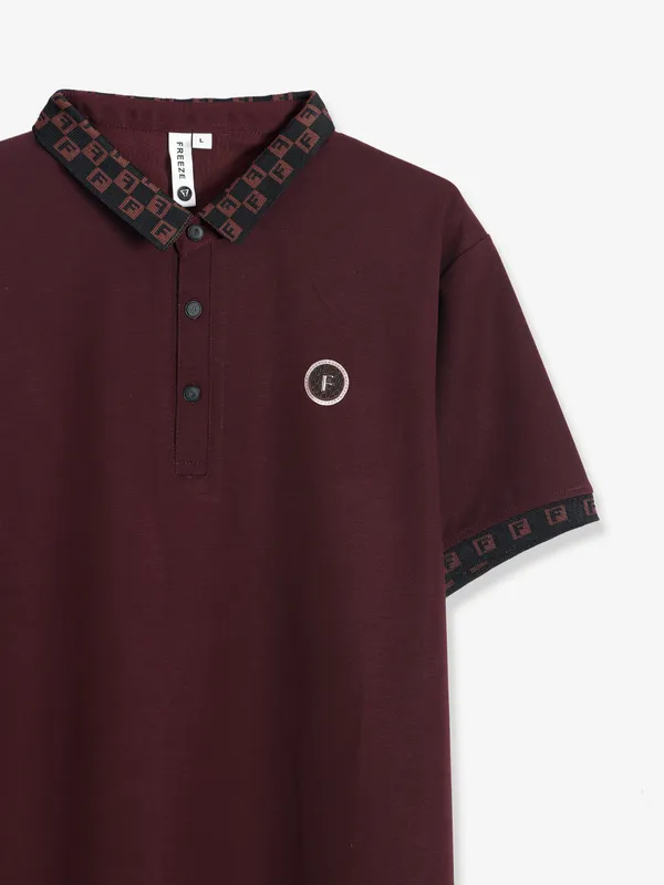 Freeze cotton wine plain t shirt