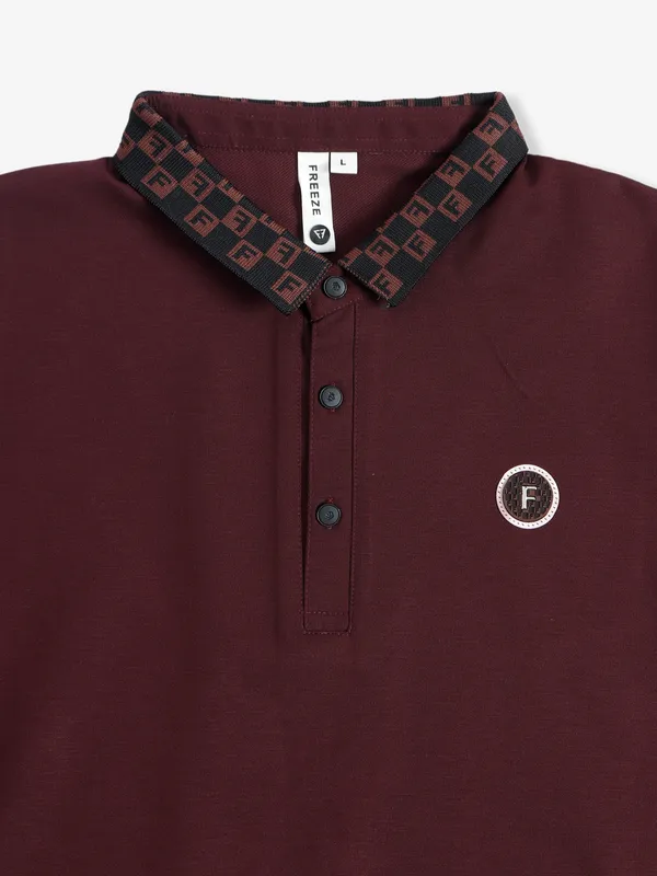 Freeze cotton wine plain t shirt