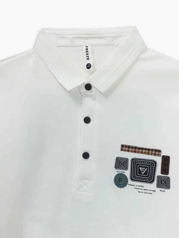 FREEZE cream cotton plain t-shirt