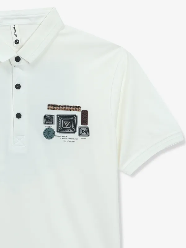 FREEZE cream cotton plain t-shirt