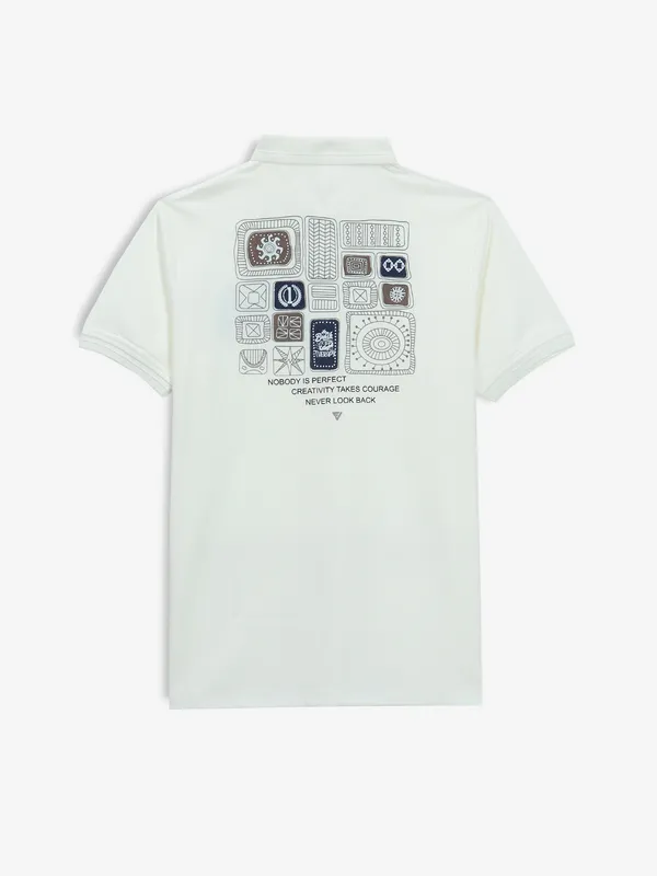 FREEZE cream cotton plain t-shirt