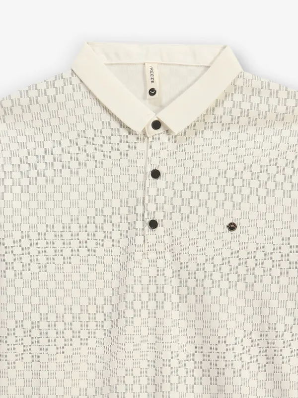 FREEZE cream printed cotton polo t-shirt